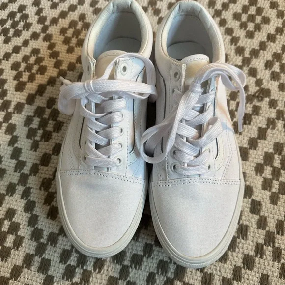 Vans White Platform Sneakers with Chunky Sole - Picture 3 of 4